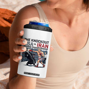 Sarcastic USA vs Iran Knockout Boxing Championship 4 in 1 Can Cooler Tumbler Funny Political Satire Fight Night TS02 Print Your Wear