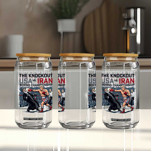 Sarcastic USA vs Iran Knockout Boxing Championship Glass Can Funny Political Satire Fight Night TS02 Print Your Wear