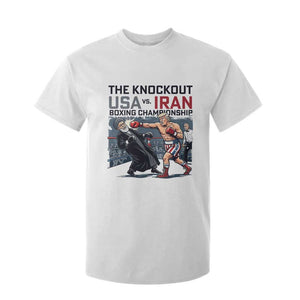 Sarcastic USA vs Iran Knockout Boxing Championship T Shirt For Kid Funny Political Satire Fight Night TS02 White Print Your Wear