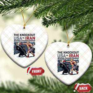 Sarcastic USA vs Iran Knockout Boxing Championship Ceramic Ornament Funny Political Satire Fight Night TS02 Print Your Wear