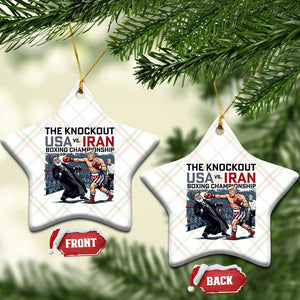 Sarcastic USA vs Iran Knockout Boxing Championship Ceramic Ornament Funny Political Satire Fight Night TS02 Print Your Wear