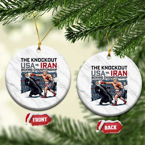 Sarcastic USA vs Iran Knockout Boxing Championship Ceramic Ornament Funny Political Satire Fight Night TS02 1pc White Marble Print Your Wear