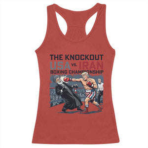 Sarcastic USA vs Iran Knockout Boxing Championship Racerback Tank Top Funny Political Satire Fight Night TS02 Red Print Your Wear