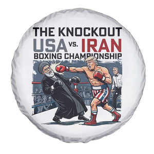 Sarcastic USA vs Iran Knockout Boxing Championship Spare Tire Cover Funny Political Satire Fight Night TS02 Print Your Wear