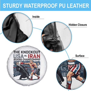 Sarcastic USA vs Iran Knockout Boxing Championship Spare Tire Cover Funny Political Satire Fight Night TS02 Print Your Wear