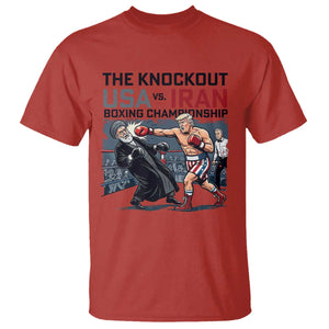 Sarcastic USA vs Iran Knockout Boxing Championship T Shirt Funny Political Satire Fight Night TS02 Red Print Your Wear