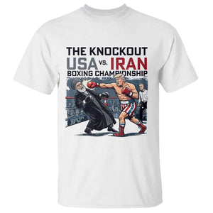 Sarcastic USA vs Iran Knockout Boxing Championship T Shirt Funny Political Satire Fight Night TS02 White Print Your Wear
