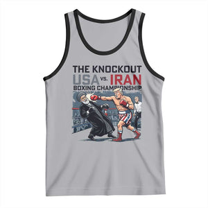 Sarcastic USA vs Iran Knockout Boxing Championship Tank Top Funny Political Satire Fight Night TS02 Athletic Heather Black Print Your Wear