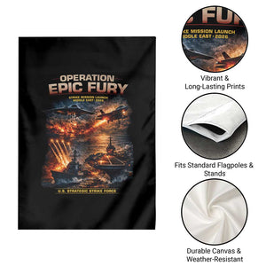 Operation Epic Fury Strike Mission 2026 Graphic Garden Flag U.S. Strategic Strike Force Military Action TS02 Print Your Wear