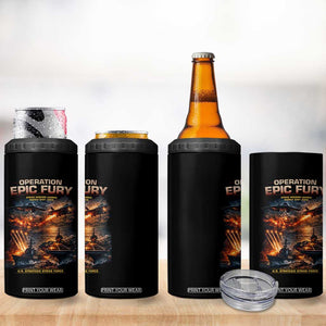 Operation Epic Fury Strike Mission 2026 Graphic 4 in 1 Can Cooler Tumbler U.S. Strategic Strike Force Military Action TS02 Print Your Wear