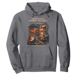 Operation Epic Fury Strike Mission 2026 Graphic Hoodie U.S. Strategic Strike Force Military Action TS02 Charcoal Print Your Wear