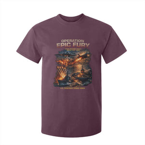 Operation Epic Fury Strike Mission 2026 Graphic T Shirt For Kid U.S. Strategic Strike Force Military Action TS02 Maroon Print Your Wear