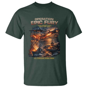 Operation Epic Fury Strike Mission 2026 Graphic T Shirt - U.S. Strategic Strike Force Military Action TS02 Dark Forest Green Print Your Wear