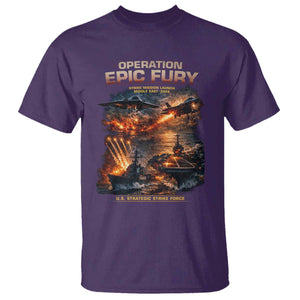 Operation Epic Fury Strike Mission 2026 Graphic T Shirt - U.S. Strategic Strike Force Military Action TS02 Purple Print Your Wear