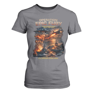 Operation Epic Fury Strike Mission 2026 Graphic T Shirt For Women U.S. Strategic Strike Force Military Action TS02 Charcoal Print Your Wear