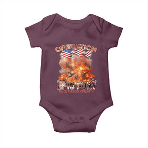 Operation Epic Fury Peace Through Strength Baby Onesie Patriotic Explosion America Power TS02 Maroon Print Your Wear