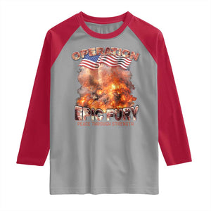 Operation Epic Fury Peace Through Strength Raglan Shirt Patriotic Explosion America Power TS02 Sport Gray Red Print Your Wear