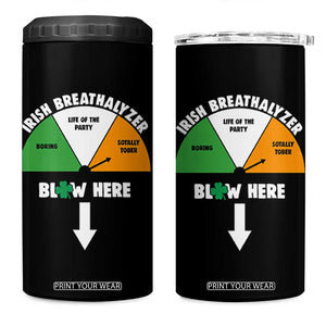 Irish Breathalyzer Blow Here Funny Drinking Gauge 4 in 1 Can Cooler Tumbler St Patricks Day Party Offensive Adult Humor TS02 One Size: 16 oz Black Print Your Wear
