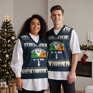Irish Breathalyzer Blow Here Funny Drinking Gauge V-Neck Knit Sweater Vest St Patricks Day Party Offensive Adult Humor TS02 Navy Beige Print Your Wear
