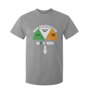 Irish Breathalyzer Blow Here Funny Drinking Gauge T Shirt For Kid St Patricks Day Party Offensive Adult Humor TS02 Sport Gray Print Your Wear