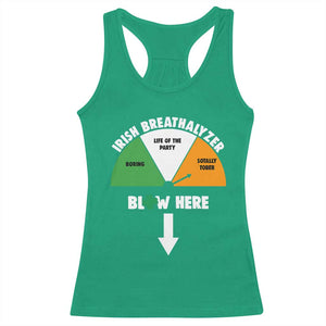 Irish Breathalyzer Blow Here Funny Drinking Gauge Racerback Tank Top St Patricks Day Party Offensive Adult Humor TS02 Irish Green Print Your Wear