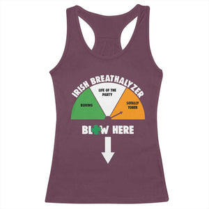 Irish Breathalyzer Blow Here Funny Drinking Gauge Racerback Tank Top St Patricks Day Party Offensive Adult Humor TS02 Maroon Print Your Wear