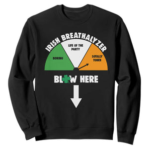 Irish Breathalyzer Blow Here Funny Drinking Gauge Sweatshirt St Patricks Day Party Offensive Adult Humor TS02 Black Print Your Wear