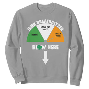 Irish Breathalyzer Blow Here Funny Drinking Gauge Sweatshirt St Patricks Day Party Offensive Adult Humor TS02 Sport Gray Print Your Wear