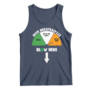 Irish Breathalyzer Blow Here Funny Drinking Gauge Tank Top St Patricks Day Party Offensive Adult Humor TS02 Navy Print Your Wear