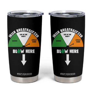 Irish Breathalyzer Blow Here Funny Drinking Gauge Tumbler Cup St Patricks Day Party Offensive Adult Humor TS02 Black Print Your Wear