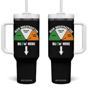 Irish Breathalyzer Blow Here Funny Drinking Gauge Tumbler With Handle St Patricks Day Party Offensive Adult Humor TS02 One Size: 40 oz Black Print Your Wear