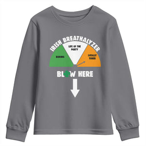 Irish Breathalyzer Blow Here Funny Drinking Gauge Youth Sweatshirt St Patricks Day Party Offensive Adult Humor TS02 Charcoal Print Your Wear