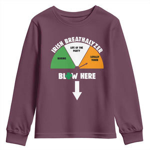 Irish Breathalyzer Blow Here Funny Drinking Gauge Youth Sweatshirt St Patricks Day Party Offensive Adult Humor TS02 Maroon Print Your Wear