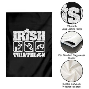 Irish Triathlon Funny Drinking Challenge Garden Flag St Patricks Day Beer Party Humor TS02 Print Your Wear