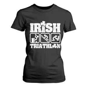 Irish Triathlon Funny Drinking Challenge T Shirt For Women St Patricks Day Beer Party Humor TS02 Black Print Your Wear
