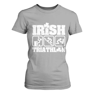 Irish Triathlon Funny Drinking Challenge T Shirt For Women St Patricks Day Beer Party Humor TS02 Sport Gray Print Your Wear