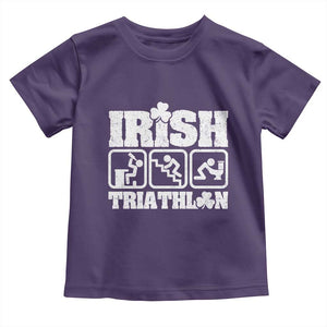 Irish Triathlon Funny Drinking Challenge Toddler T Shirt St Patricks Day Beer Party Humor TS02 Purple Print Your Wear