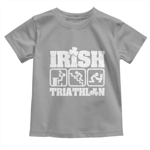 Irish Triathlon Funny Drinking Challenge Toddler T Shirt St Patricks Day Beer Party Humor TS02 Sport Gray Print Your Wear