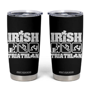 Irish Triathlon Funny Drinking Challenge Tumbler Cup St Patricks Day Beer Party Humor TS02 Black Print Your Wear