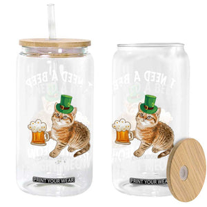 I Need A Beer Right Meow Funny Cat Drinking Joke Glass Can St Patricks Day Humor TS02 Print Your Wear