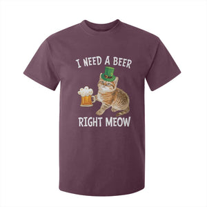 I Need A Beer Right Meow Funny Cat Drinking Joke T Shirt For Kid St Patricks Day Humor TS02 Maroon Print Your Wear