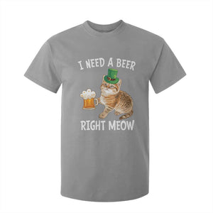 I Need A Beer Right Meow Funny Cat Drinking Joke T Shirt For Kid St Patricks Day Humor TS02 Sport Gray Print Your Wear