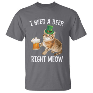 I Need A Beer Right Meow Funny Cat Drinking Joke T Shirt St Patricks Day Humor TS02 Charcoal Print Your Wear