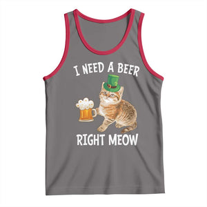 I Need A Beer Right Meow Funny Cat Drinking Joke Tank Top St Patricks Day Humor TS02 Deep Heather Red Print Your Wear