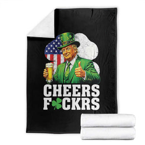 Cheers Fckers Funny Trump Irish Toast Throw Blanket St Patricks Day Drinking Humor TS02 Black Print Your Wear