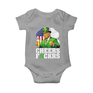 Cheers Fckers Funny Trump Irish Toast Baby Onesie St Patricks Day Drinking Humor TS02 Sport Gray Print Your Wear
