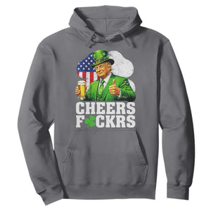 Cheers Fckers Funny Trump Irish Toast Hoodie St Patricks Day Drinking Humor TS02 Charcoal Print Your Wear