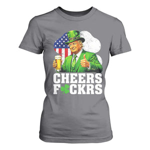 Cheers Fckers Funny Trump Irish Toast T Shirt For Women St Patricks Day Drinking Humor TS02 Charcoal Print Your Wear