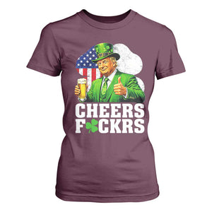 Cheers Fckers Funny Trump Irish Toast T Shirt For Women St Patricks Day Drinking Humor TS02 Maroon Print Your Wear
