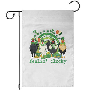 Funny St Patricks Day Chicken Shamrock Garden Flag Feelin Clucky Hen Lucky Clover Pun Irish Humor TS02 White Print Your Wear